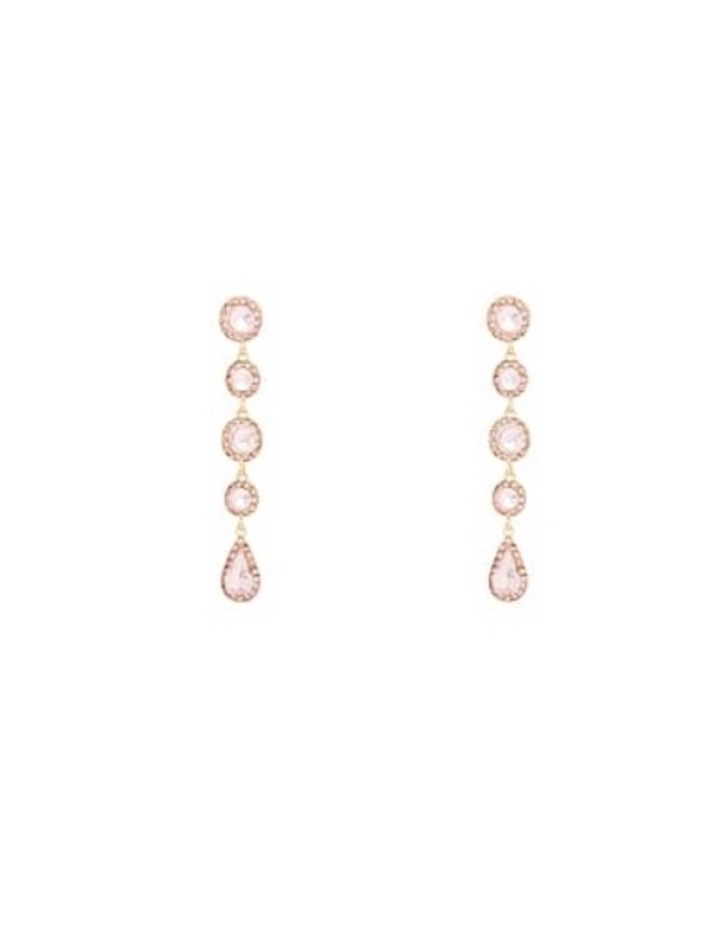 Rose Gold Pink Teardrop Linear Earrings